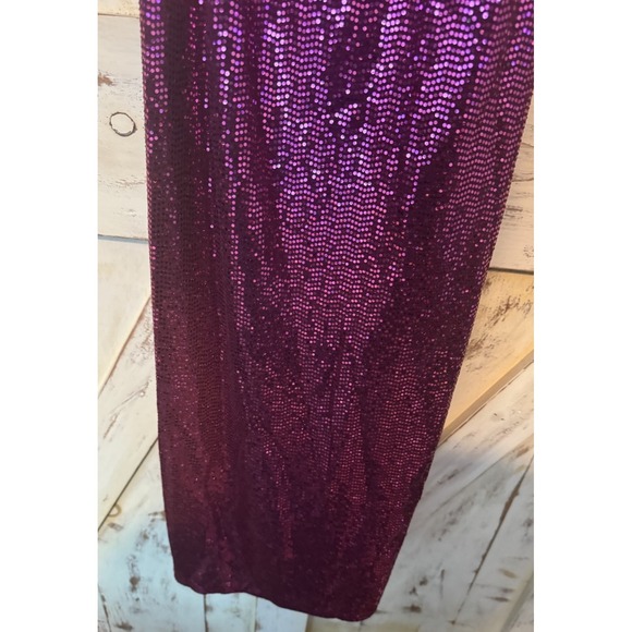 Bebe Pink Sequin Sparkling Gown Side Slit Spaghetti Straps Prom Party Small NWOT - Picture 6 of 9